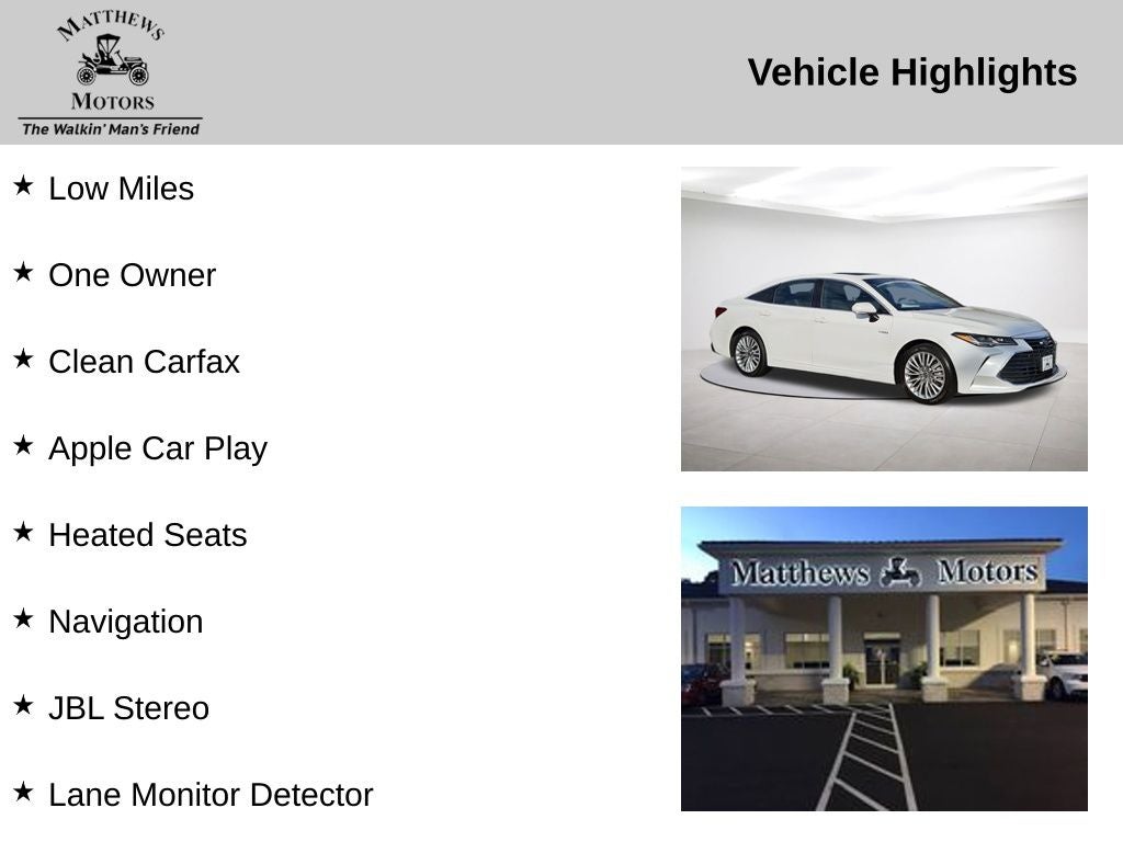 2021 Toyota Avalon Hybrid Limited w/ Nav & Sunroof
