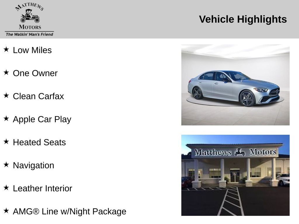 2023 Mercedes-Benz C-300 4MATIC® AMG® Line w/ Night Pkg. Nav & Panorama C 300 4MATIC®